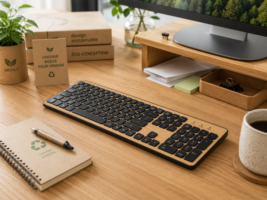 Clavier sans fil GREEN_E placage Bois façonné en France, chêne naturel