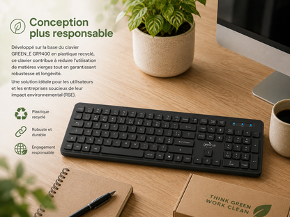 Clavier sans fil GREEN-E avec placage Chêne naturel