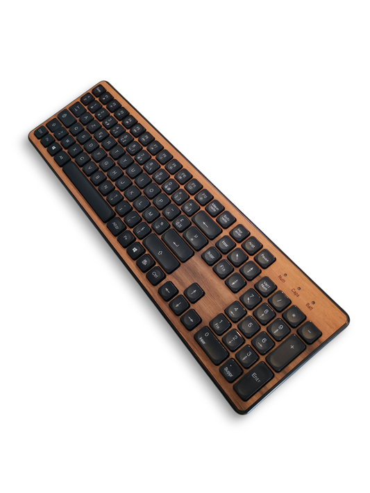 Clavier sans fil GREEN_E placage Bois façonné en France, essence noyer naturel