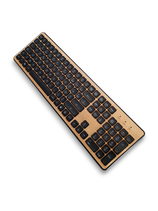 Clavier sans fil GREEN_E placage Bois façonné en France, essence Hêtre naturel
