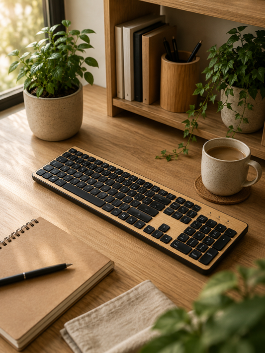 Clavier sans fil GREEN_E placage Bois façonné en France, essence Hêtre naturel
