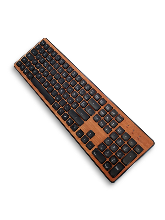 Clavier sans fil GREEN_E placage Bois façonné en France, essence merisier naturel