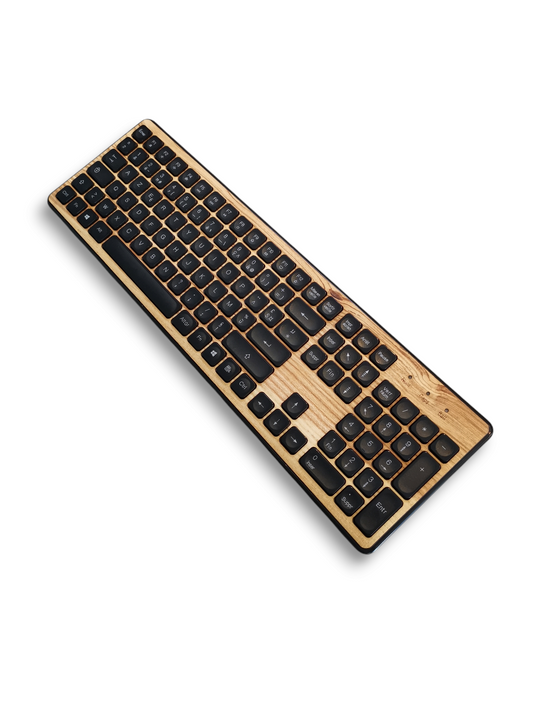 Clavier sans fil GREEN_E placage Bois façonné en France, frêne naturel