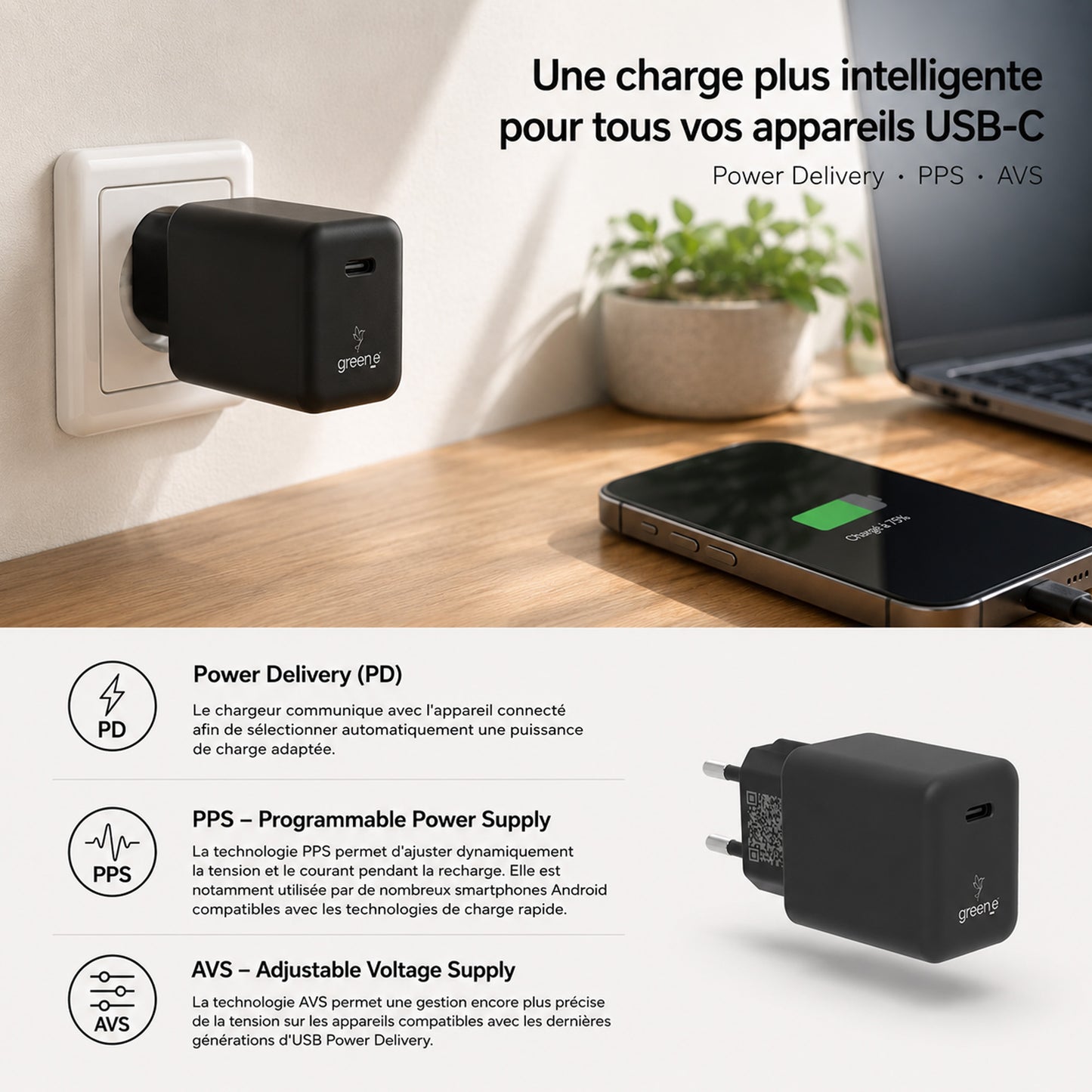 30-W-Universal-USB-C-Ladegerät, Weiß