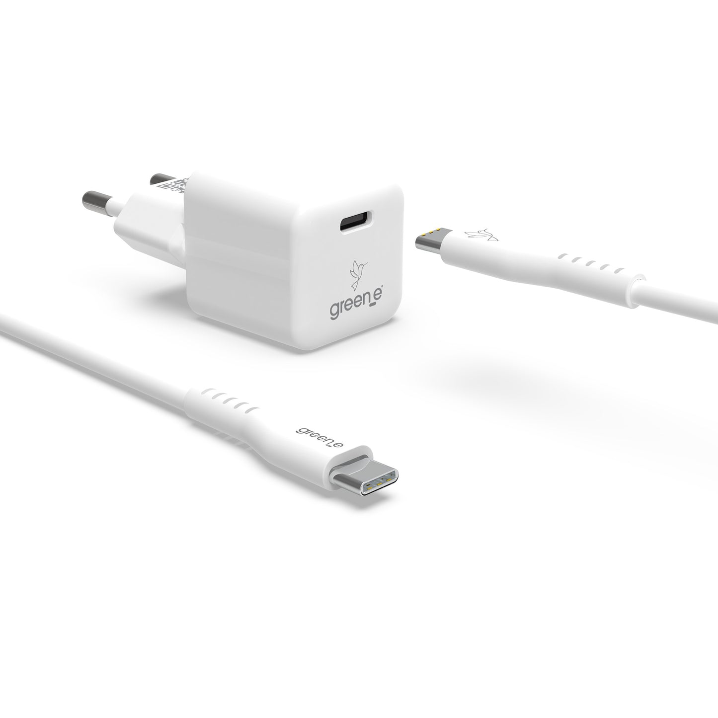 Kit de charge Universel USB-C 20W 1 USB-C GREEN-E France - Certifié Origine France Garantie, câble USB-C vers USB-C fabriqué en France 1,20m Blanc