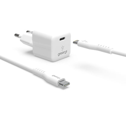 Kit de charge Universel USB-C 20W 1 USB-C GREEN-E France - Certifié Origine France Garantie, câble USB-C vers USB-C fabriqué en France 1,20m Blanc