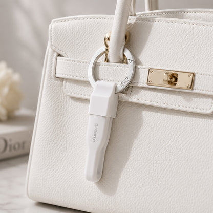 Porte clé câble green-e éco-conçu USB-A vers Lightning, 15 cm, Blanc