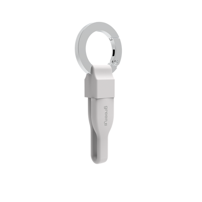 Porte clé câble green-e éco-conçu USB-A vers Lightning, 15 cm, Blanc