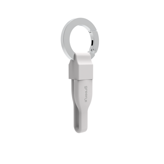 Porte clé câble green-e éco-conçu USB-A vers Lightning, 15 cm, Blanc