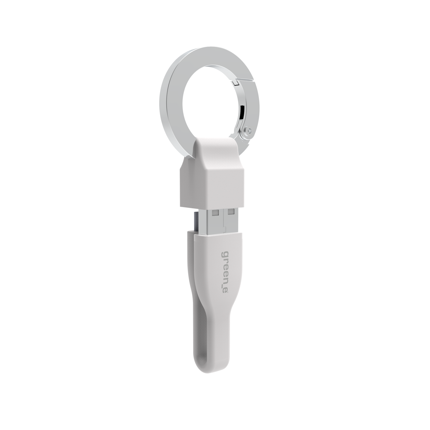 Porte clé câble green-e éco-conçu USB-A vers Lightning, 15 cm, Blanc