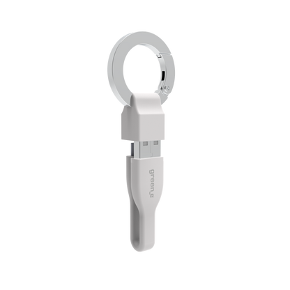 Porte clé câble green-e éco-conçu USB-A vers Lightning, 15 cm, Blanc