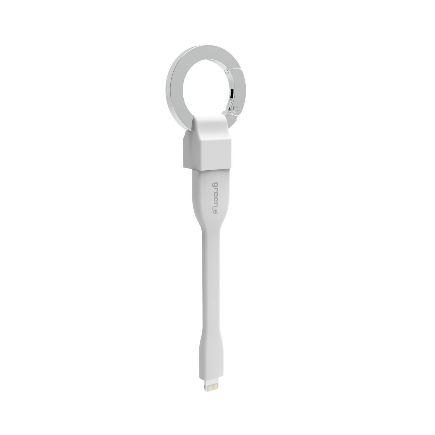 Porte clé câble green-e éco-conçu USB-A vers Lightning, 15 cm, Blanc