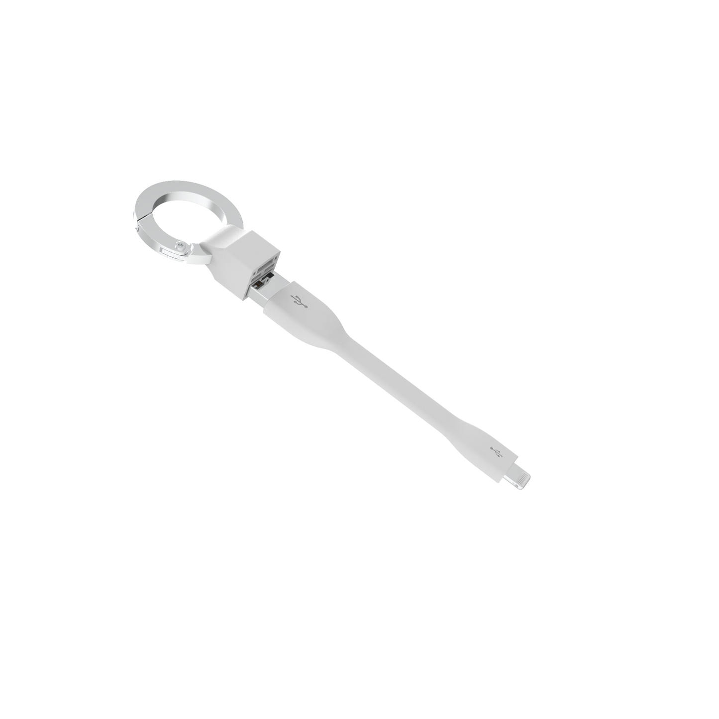 Porte clé câble green-e éco-conçu USB-A vers Lightning, 15 cm, Blanc