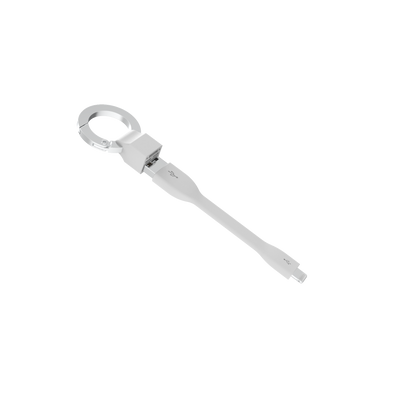 Porte clé câble green-e éco-conçu USB-A vers Lightning, 15 cm, Blanc