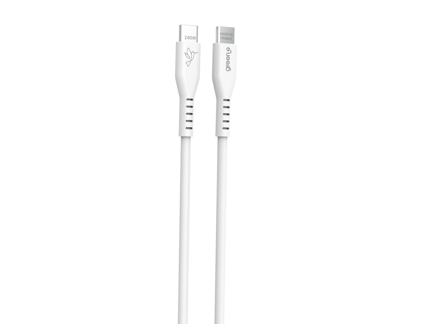 Câble GREEN-E USB-C 240W Fabriqué en France, 1,0 m, Blanc