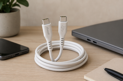 Câbles GREEN_E USB-C 60W Fabriqué en France, 1,20 m, Blanc