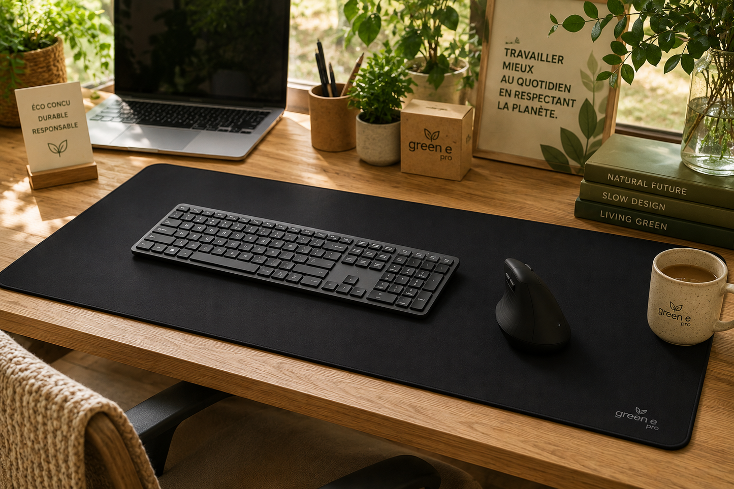 Tapis de souris éco conçu GLISS "XXL" - 80 x 40 cm, Noir Légende