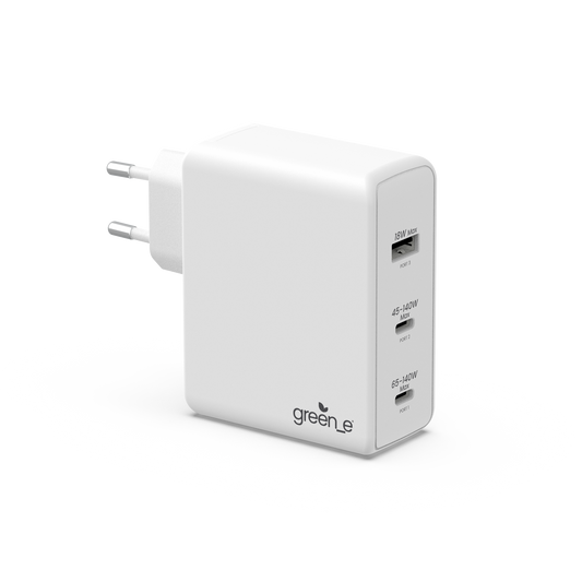 Chargeur Universel GREEN_E USB-C 298W, 3 PORTS - Blanc