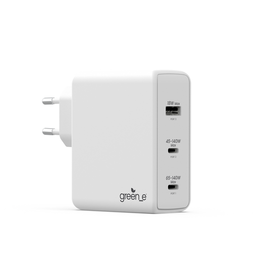 Chargeur Universel GREEN_E USB-C 298W, 3 PORTS - Blanc
