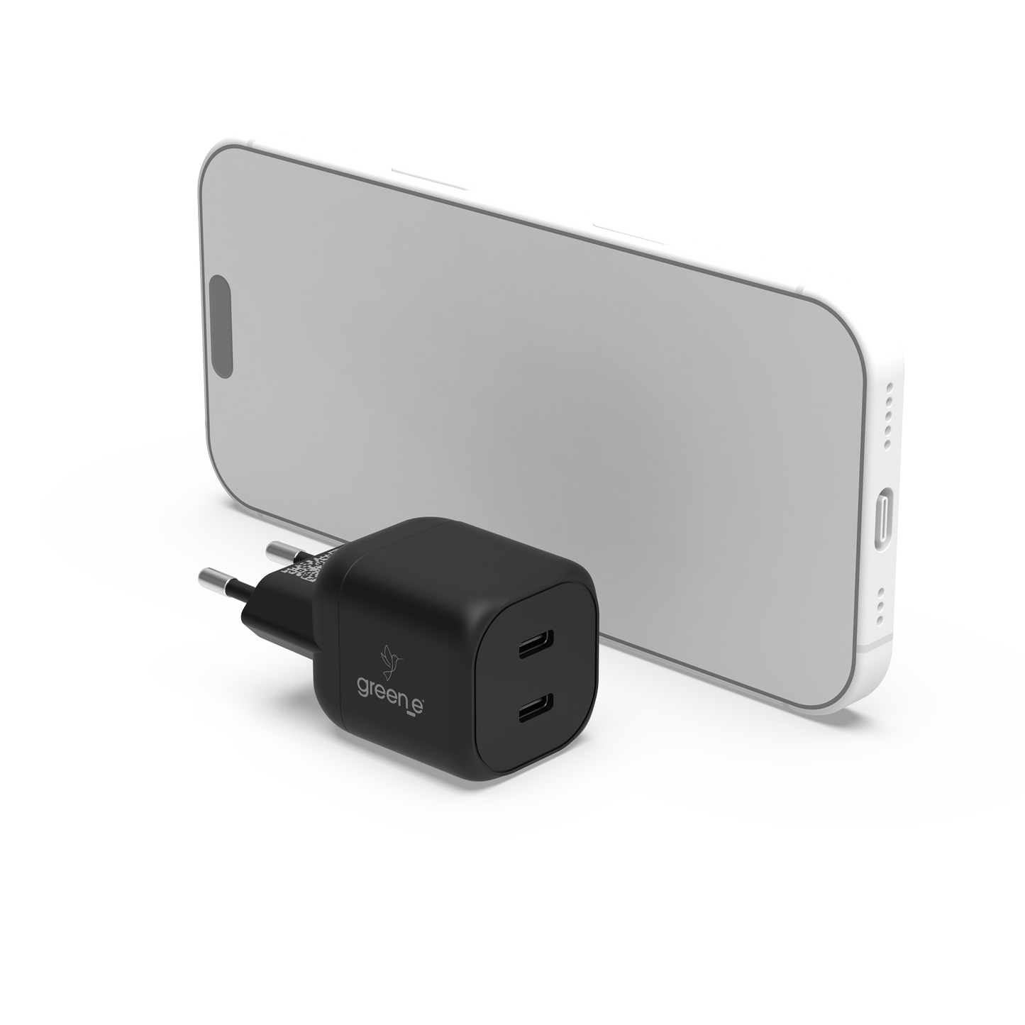 Chargeur Universel USB-C 25W 2 USB-C GREEN-E France - Certifié Origine France Garantie - Blanc (Copie)