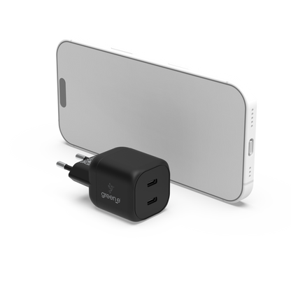 Chargeur Universel USB-C 25W 2 USB-C GREEN-E France - Certifié Origine France Garantie - Blanc (Copie)