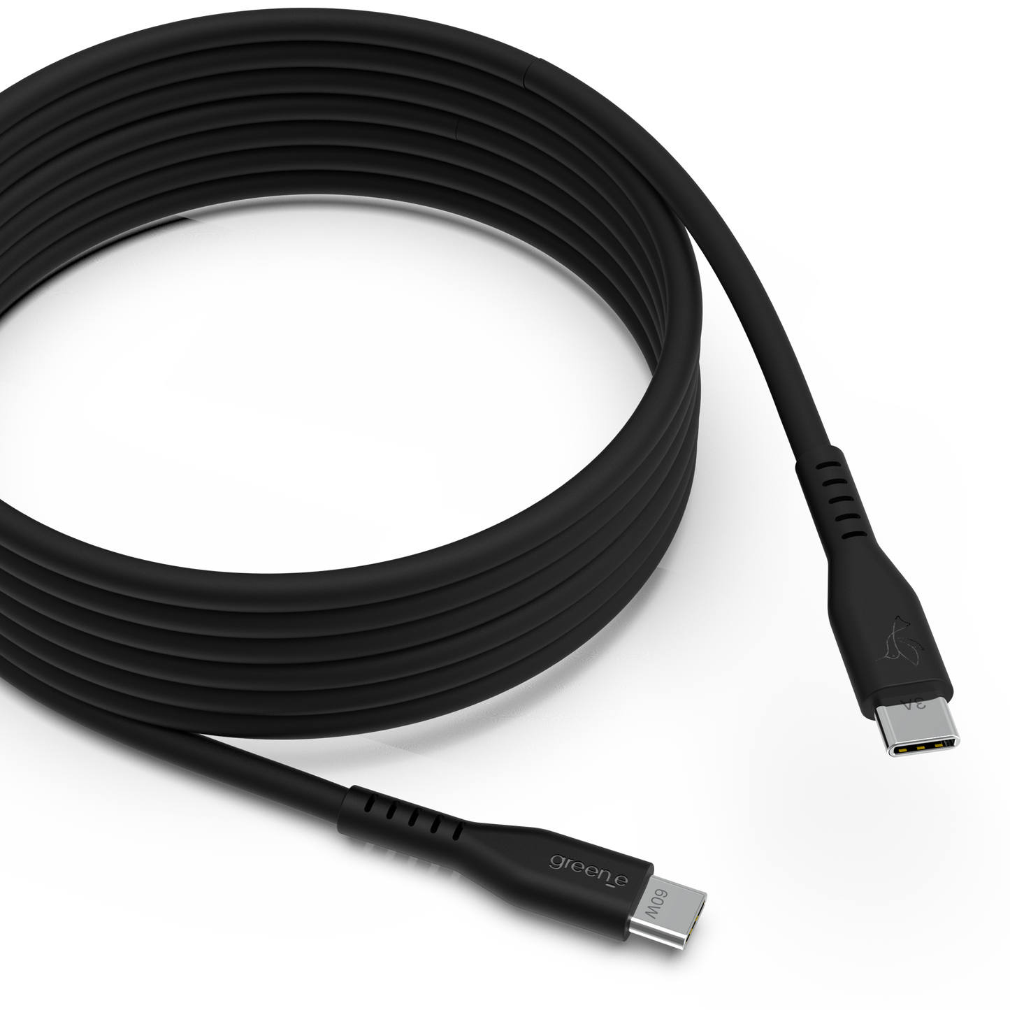 Câble USB-C 60W Fabriqué en France, 2,50 m, Noir