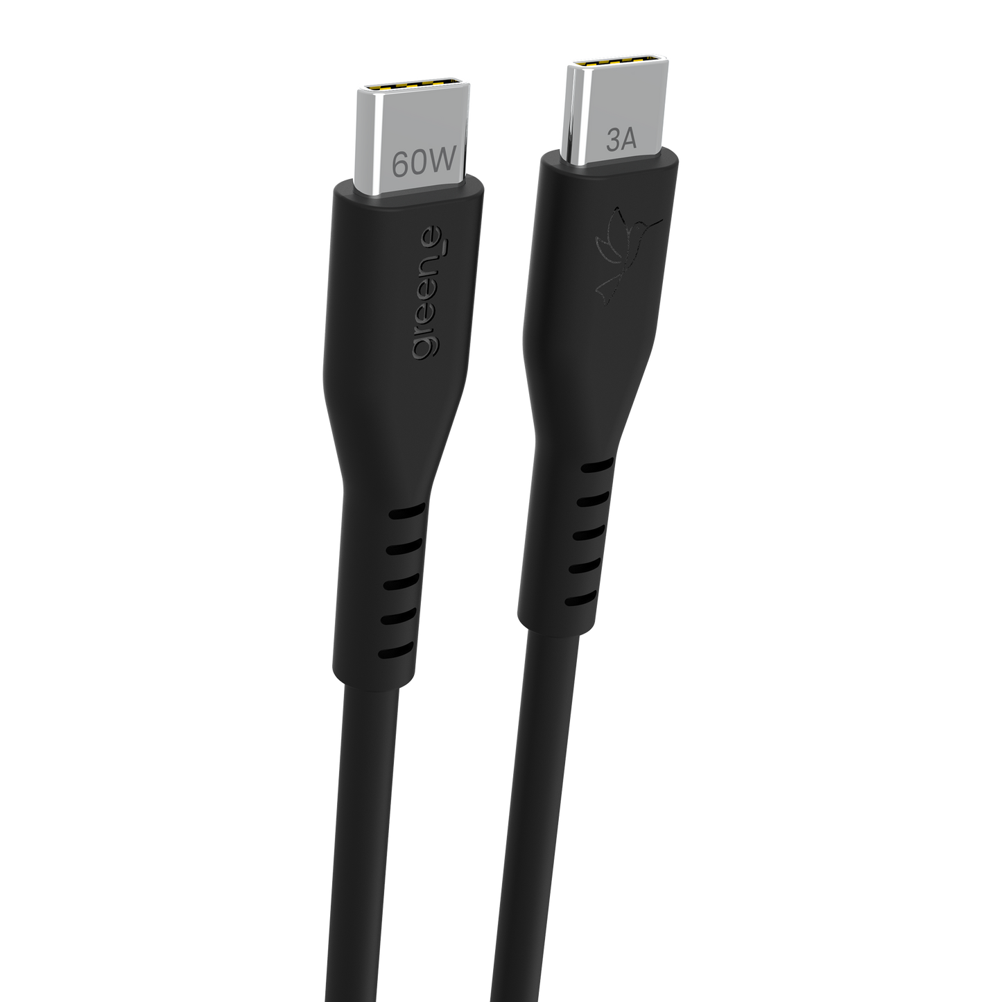 Câble USB-C 60W Fabriqué en France, 2,50 m, Noir