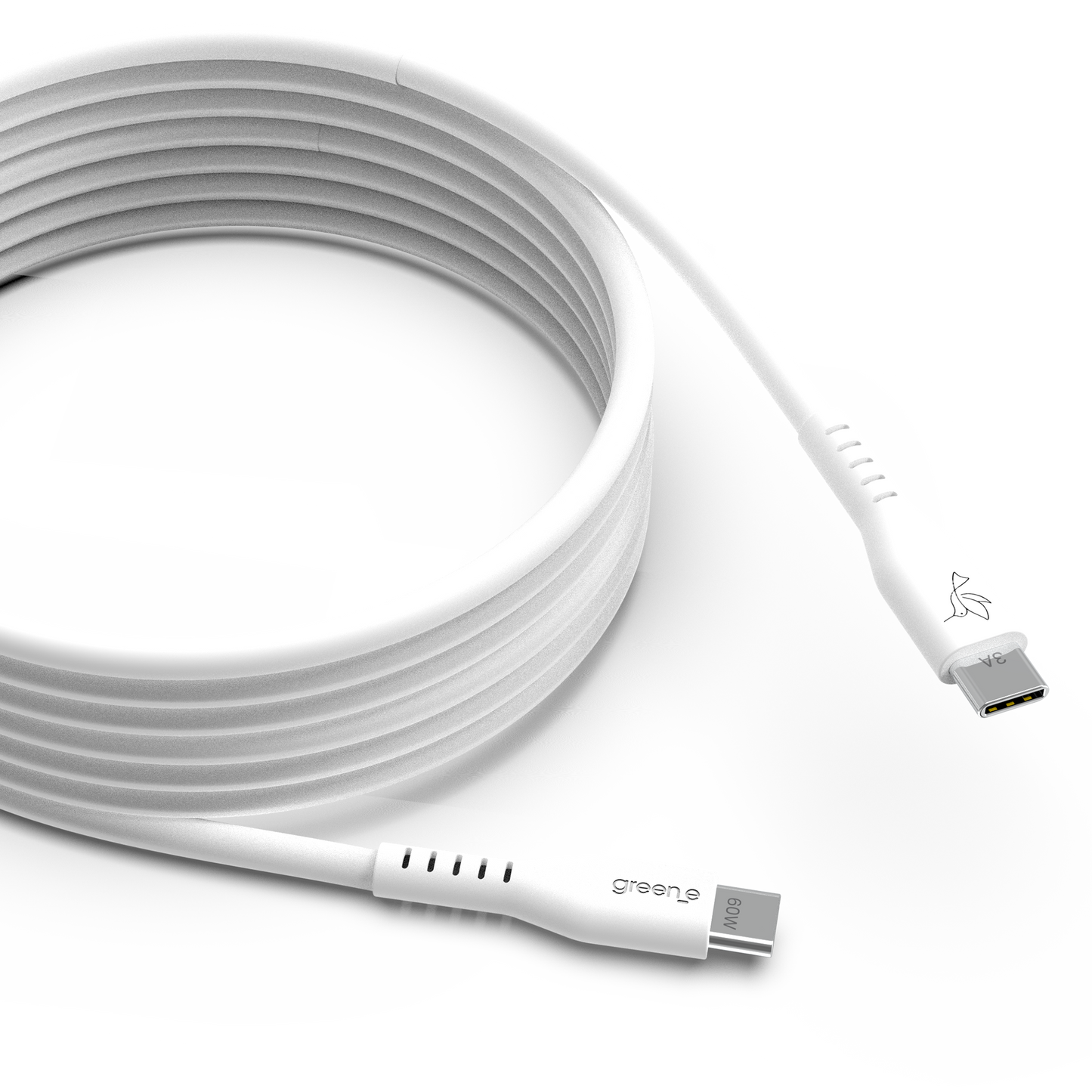 Câble USB-C 60W Fabriqué en France, 1,20 m, Blanc