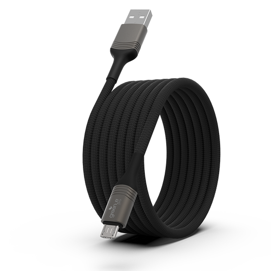 Câble tressé écoconçu GREEN-E résistant Micro-USB vers USB, 1,20m, Noir