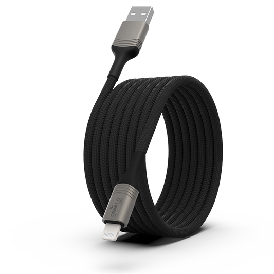 Câble tressé écoconçu GREEN-E résistant Lightning vers USB, 1,20m, Noir
