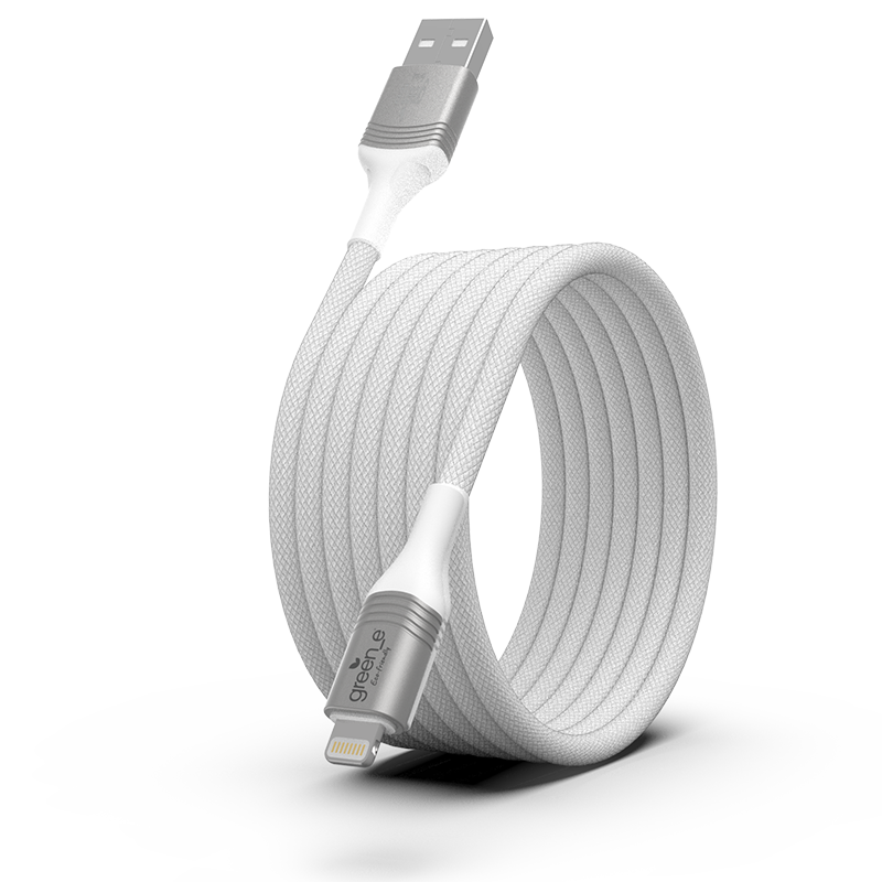 Câble tressé écoconçu GREEN-E résistant Lightning vers USB, 1,20m, Blanc