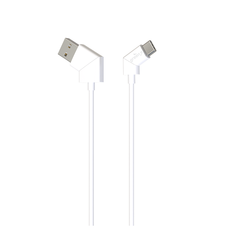 Câble écoconçu GREEN-E avec embouts rotatifs USB-C vers USB, 1,20 m, Blanc