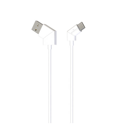 Câble écoconçu GREEN-E avec embouts rotatifs USB-C vers USB, 1,20 m, Blanc