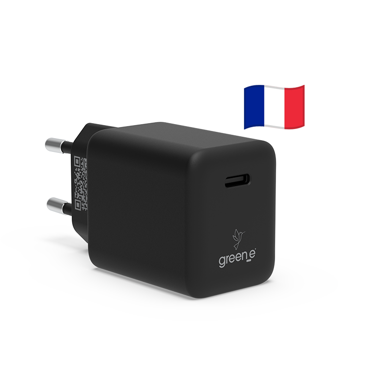 Chargeur Universel USB-C 45W 1 USB-C GREEN-E France - Certifié Origine France Garantie - Blanc