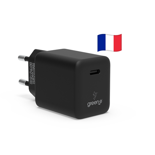 Chargeur Universel USB-C 45W 1 USB-C GREEN-E France - Certifié Origine France Garantie - Blanc