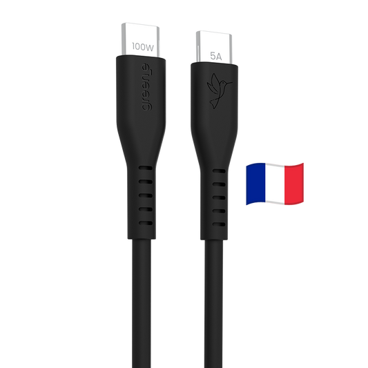Câble USB-C 100W Fabriqué en France, 3,0 m, Noir