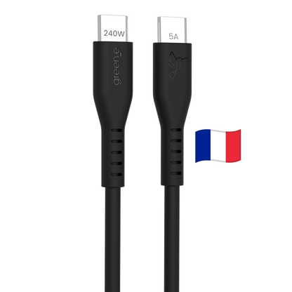 Câble USB-C 240W Fabriqué en France, 2,0 m, Noir