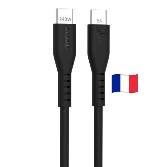 Câble USB-C 240W Fabriqué en France, 2,0 m, Noir