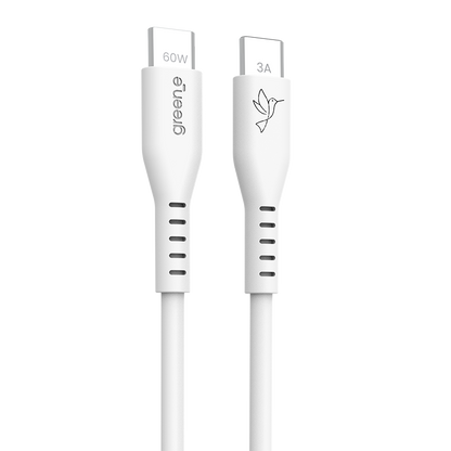 Câbles GREEN_E USB-C 60W Fabriqué en France, 1,20 m, Blanc