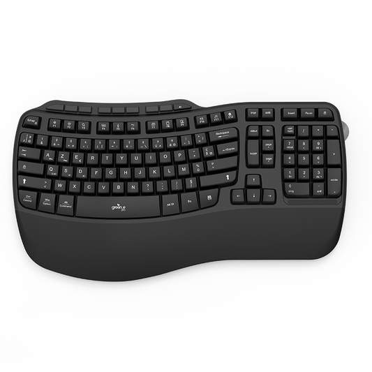 Clavier sans fil Ergo Bluetooth, 2,4Ghz + Adaptateur USB-A Office, Noir Légende