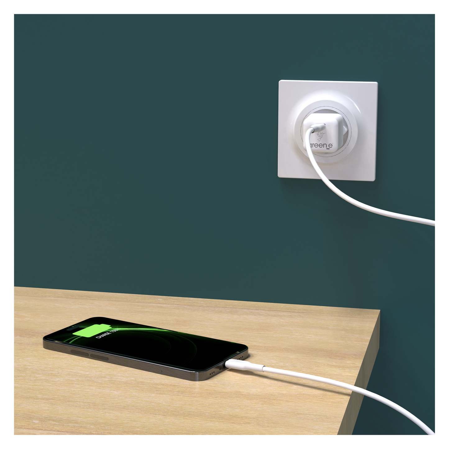 Chargeur Universel USB-C 30W GREEN-E France, Certifié Origine France Garantie, Blanc