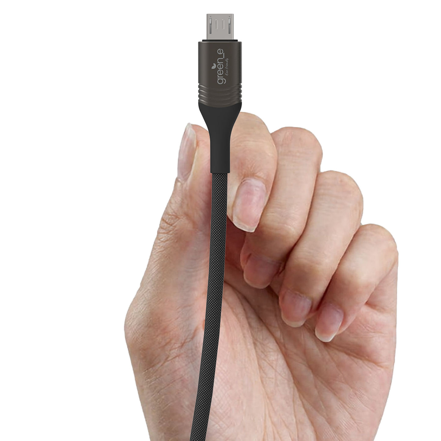 Câble tressé écoconçu GREEN-E résistant Micro-USB vers USB, 1,20m, Noir
