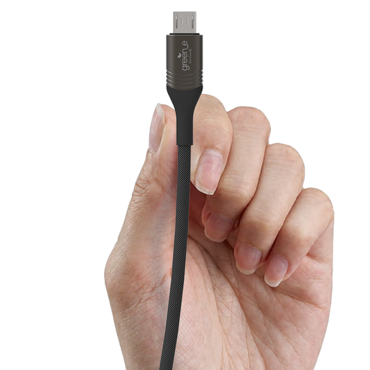 Câble tressé écoconçu GREEN-E résistant Micro-USB vers USB, 1,20m, Noir
