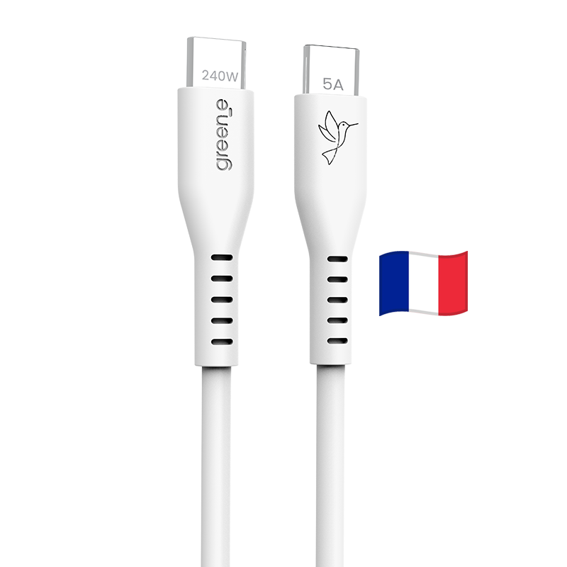 Câble USB-C 240W Fabriqué en France, 1,0 m, Blanc