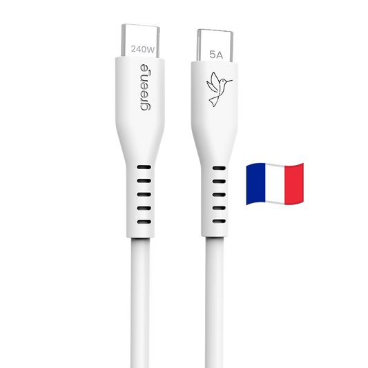 Câble USB-C 240W Fabriqué en France, 1,0 m, Blanc
